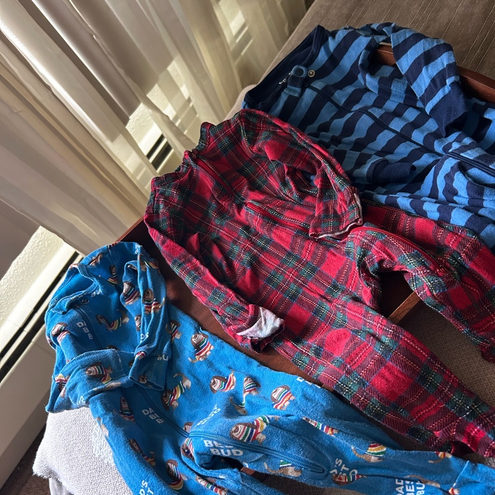 Plaid and Striped 6-9M Winter Onesies Set